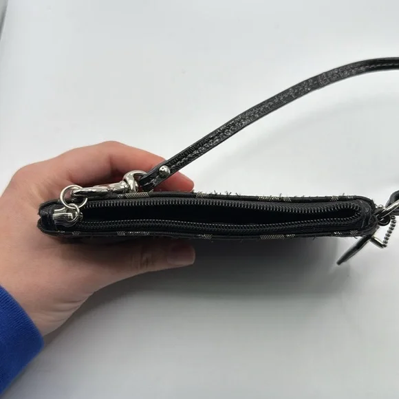 Coach Black Logo Monogram Wristlet Bag Purse Clutch - Picture 10 of 16